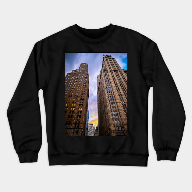 Manhattan Sunset Skyline Skyscrapers NYC Crewneck Sweatshirt by eleonoraingrid